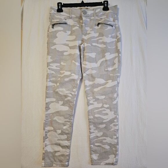Democracy Jeans Women’s Sz 8 (31x26.5) Ab Technology Skinny Crop Gray White Camo - Picture 1 of 8